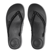 FitFlop - iQushion Multi-Crystal Flip-Flops - All Black - Sandals