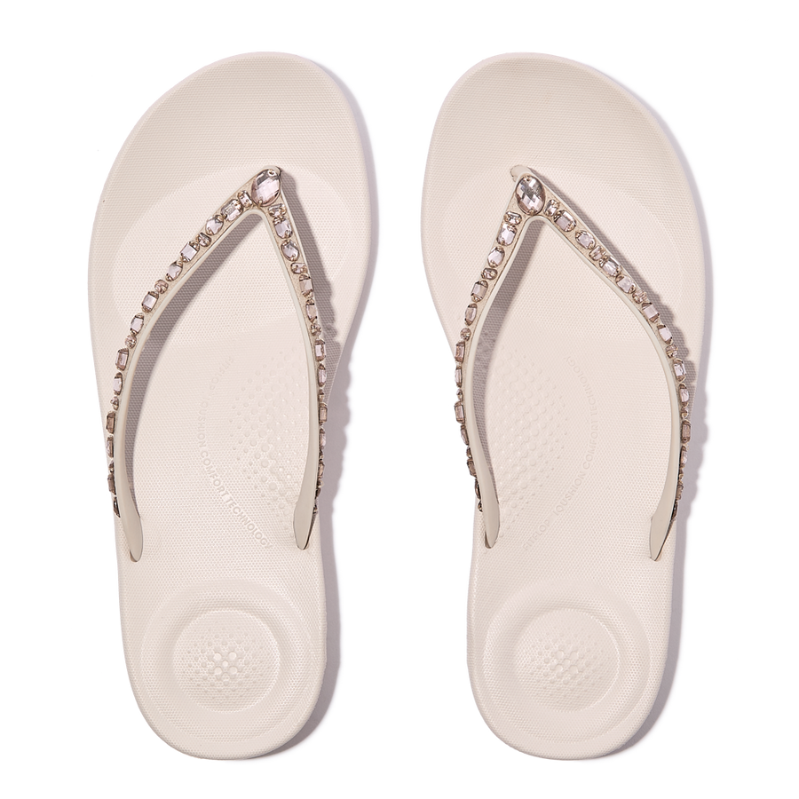 FitFlop - iQushion Multi-Crystal Flip-Flops - Nude Rose - Sandals