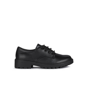 Geox - J Casey Girl (Lace) - Black Leather - School Shoes