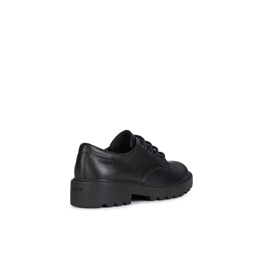 Geox - J Casey Girl (Lace) - Black Leather - School Shoes