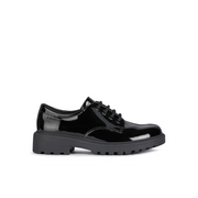 Geox - J Casey Girl (Lace) - Black Patent - School Shoes