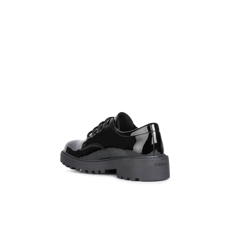 Geox - J Casey Girl (Lace) - Black Patent - School Shoes