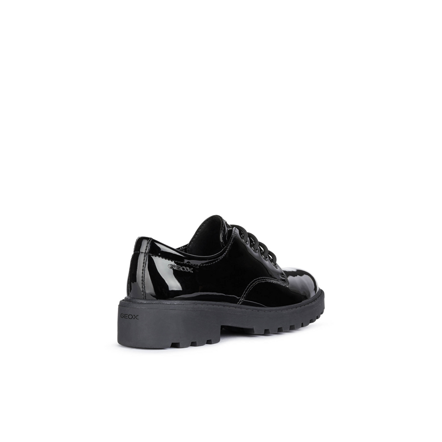 Geox - J Casey Girl (Lace) - Black Patent - School Shoes