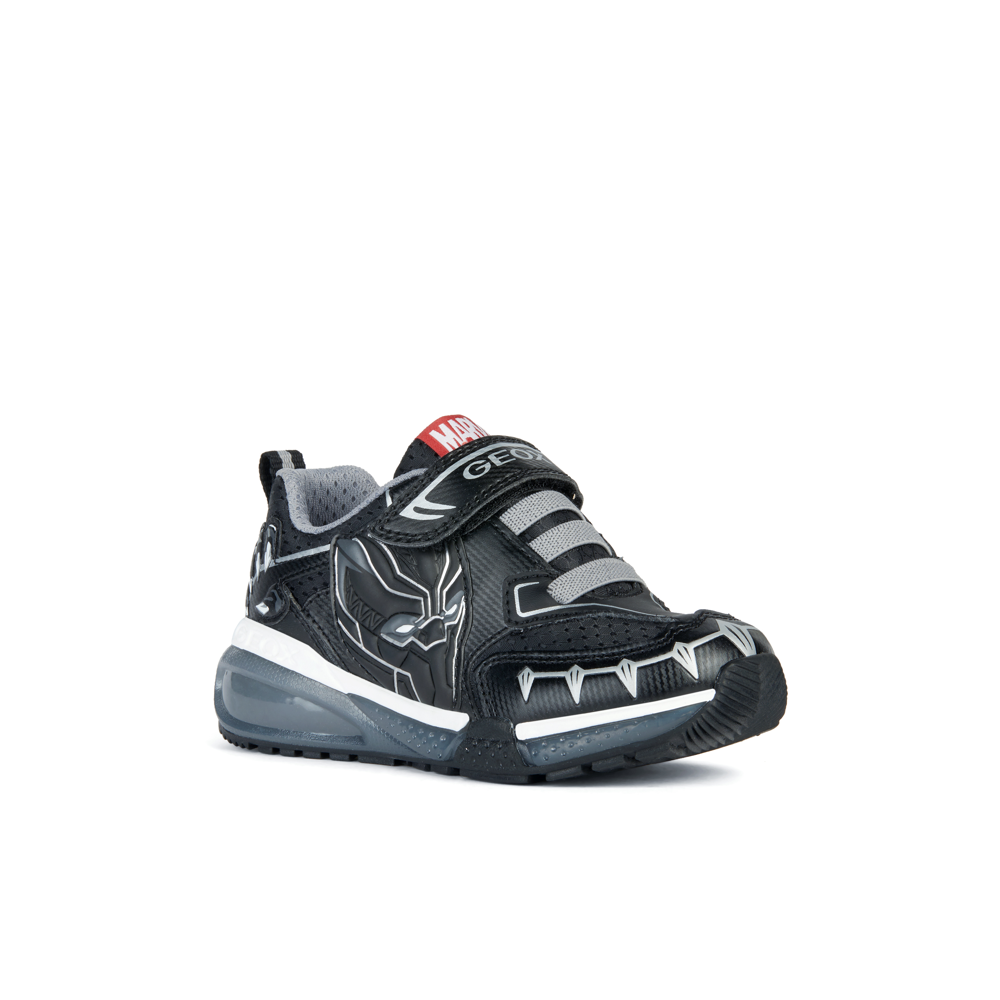 Geox J Bayonyc Boy Black Panther Black Silver Trainers