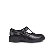 Geox - J Casey Girl (T-Bar) - Black Leather - School Shoes
