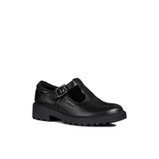 Geox - J Casey Girl (T-Bar) - Black Leather - School Shoes