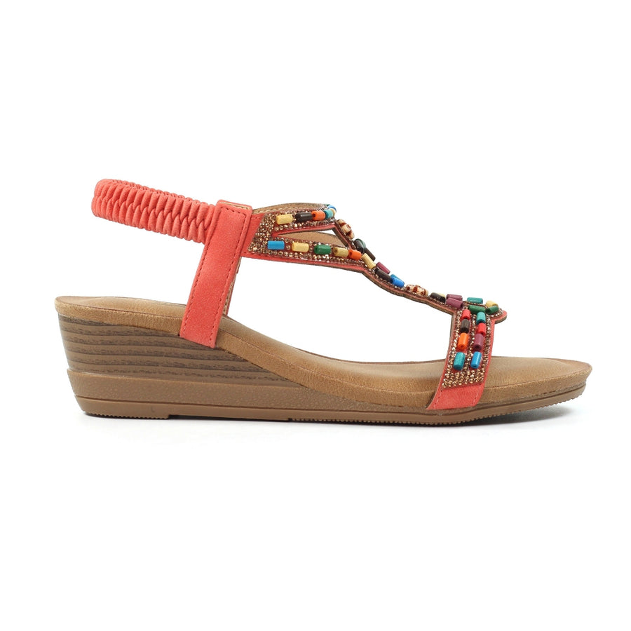 Lunar - Epsom Wedge  - Orange - Sandals