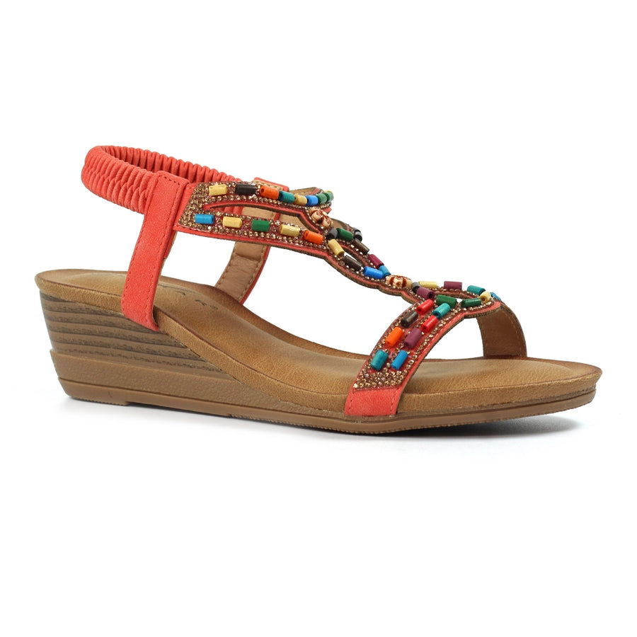 Lunar - Epsom Wedge  - Orange - Sandals