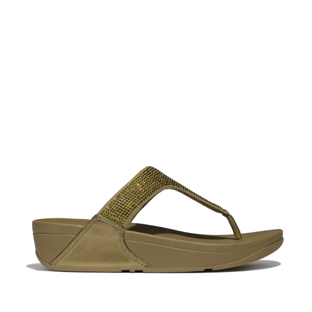 FitFlop - Lulu Crystal Embellished Toe-Post Sandals - Metallic Camo-Green - Sandals