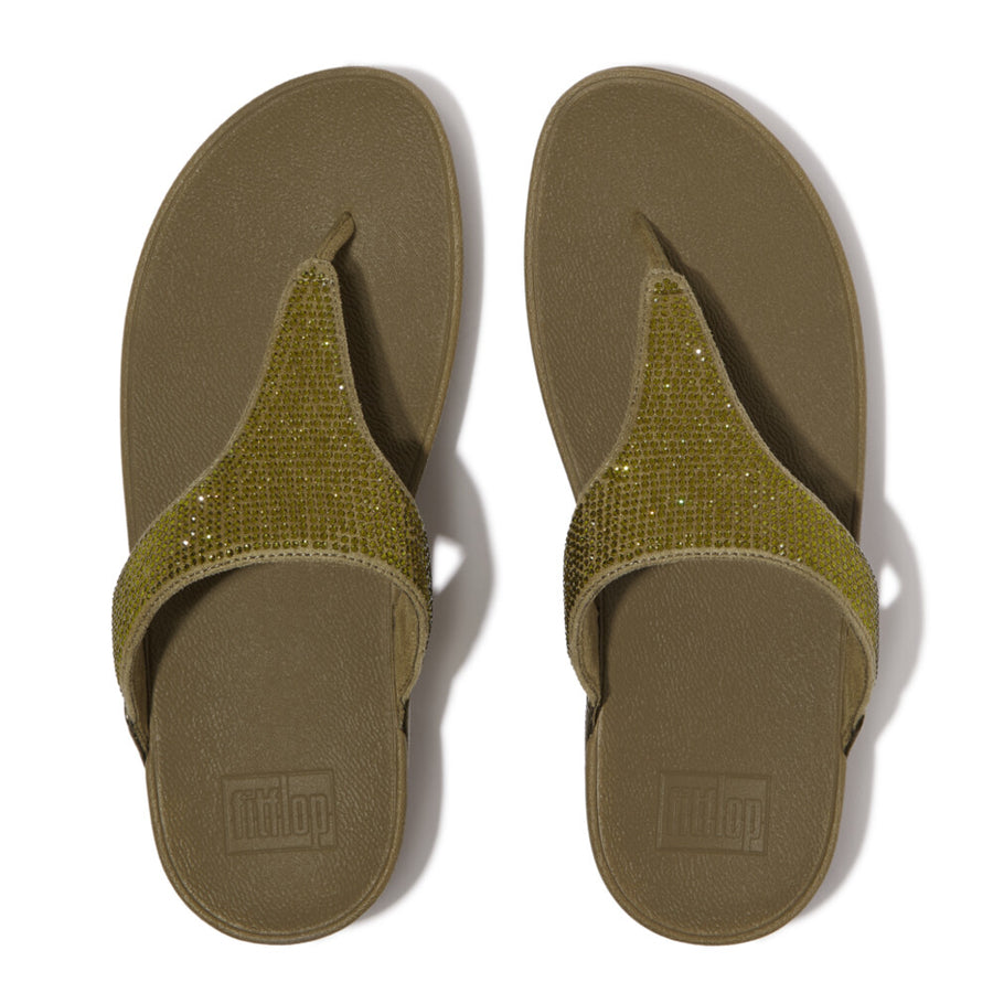 FitFlop - Lulu Crystal Embellished Toe-Post Sandals - Metallic Camo-Green - Sandals