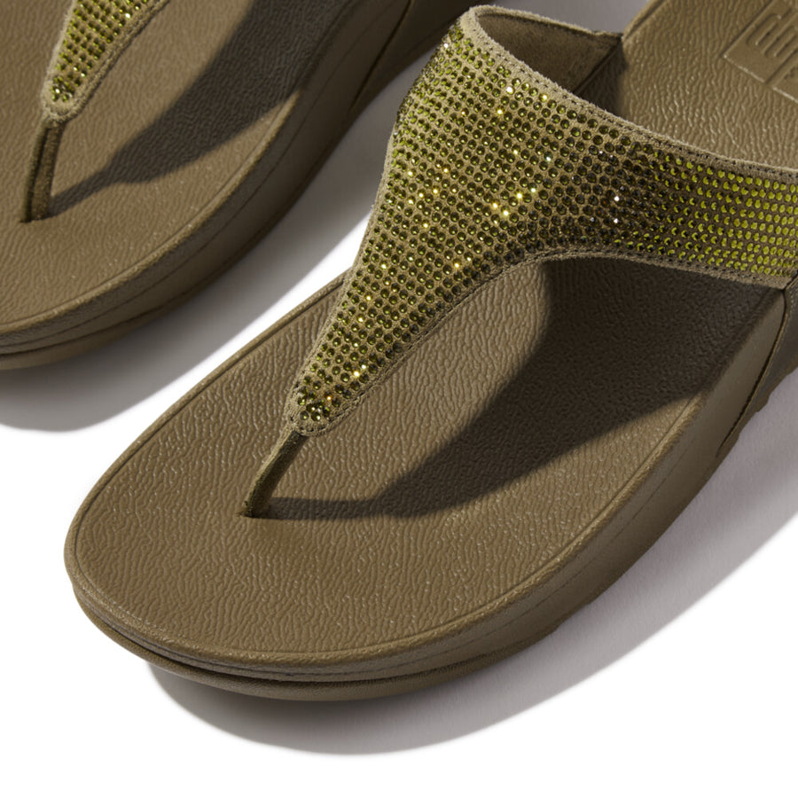 FitFlop - Lulu Crystal Embellished Toe-Post Sandals - Metallic Camo-Green - Sandals