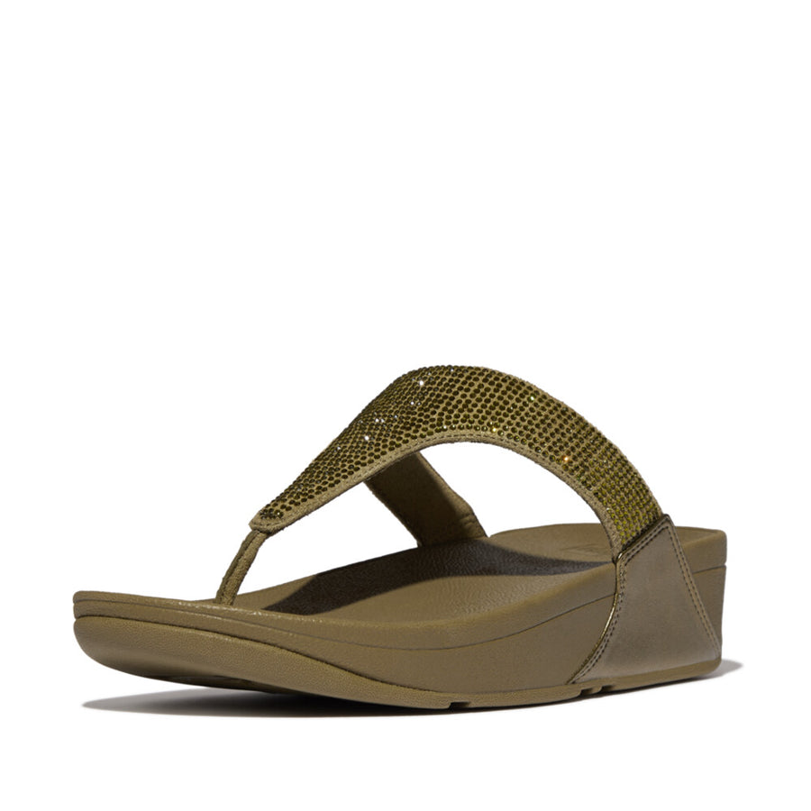 FitFlop - Lulu Crystal Embellished Toe-Post Sandals - Metallic Camo-Green - Sandals