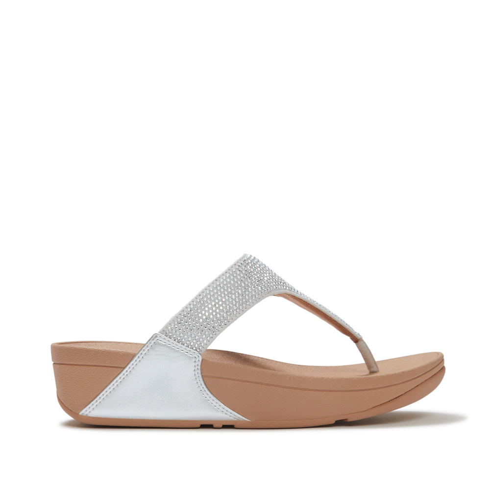 FitFlop - Lulu Crystal Toe-Post Sandals - Steeled Silver - Sandals