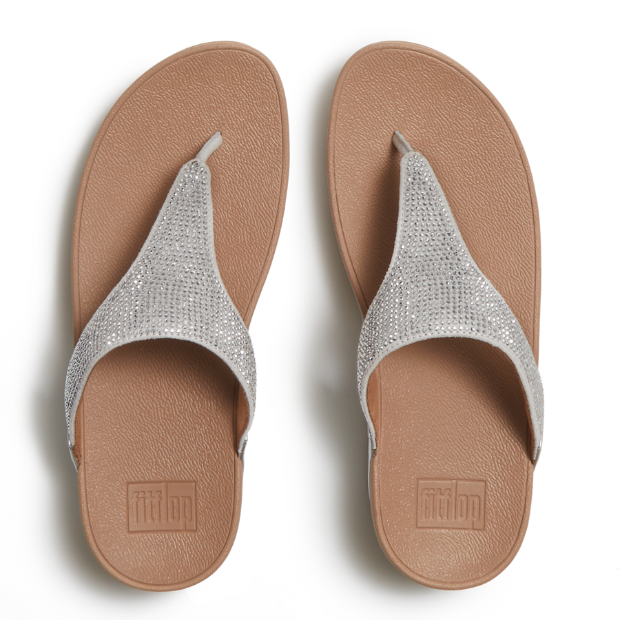 FitFlop - Lulu Crystal Toe-Post Sandals - Steeled Silver - Sandals