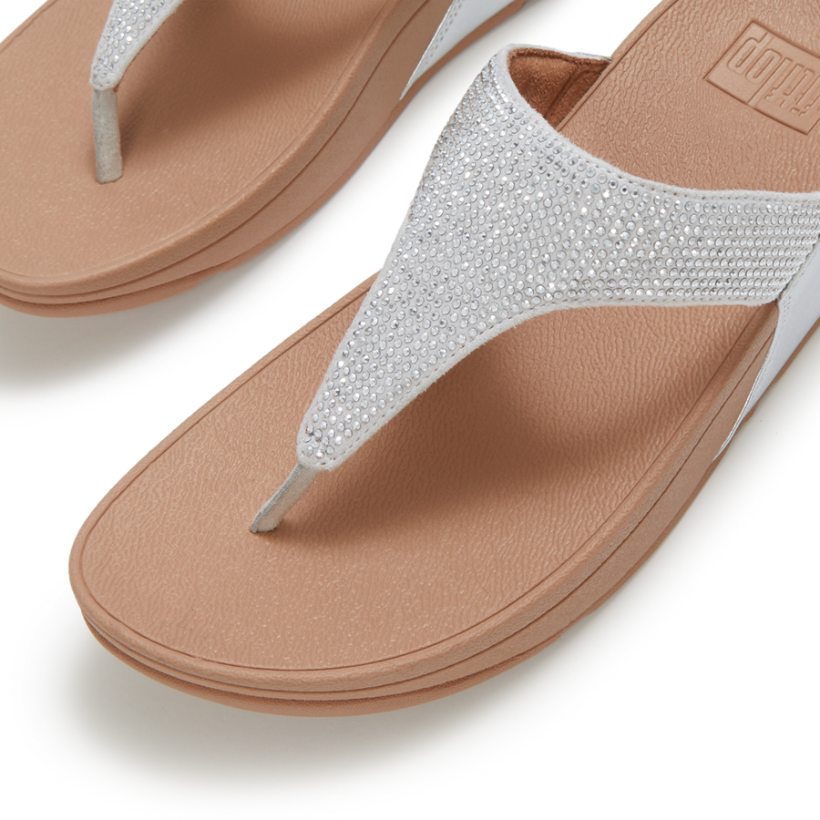 FitFlop - Lulu Crystal Toe-Post Sandals - Steeled Silver - Sandals