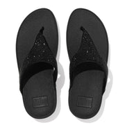 FitFlop - Lulu Crystal Embellished Toe-Post Sandals - All Black - Sandals