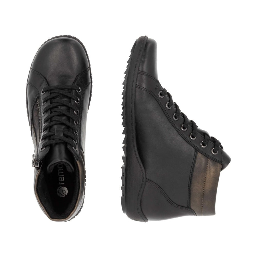 Remonte - R1458-03 - Schwarz/Schwarz-Antique/Antik - Boots