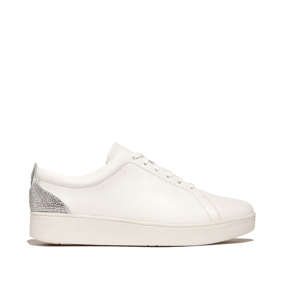 FitFlop - Rally Crystal-Backtab Leather Sneakers - Urban White/Silver - Shoes