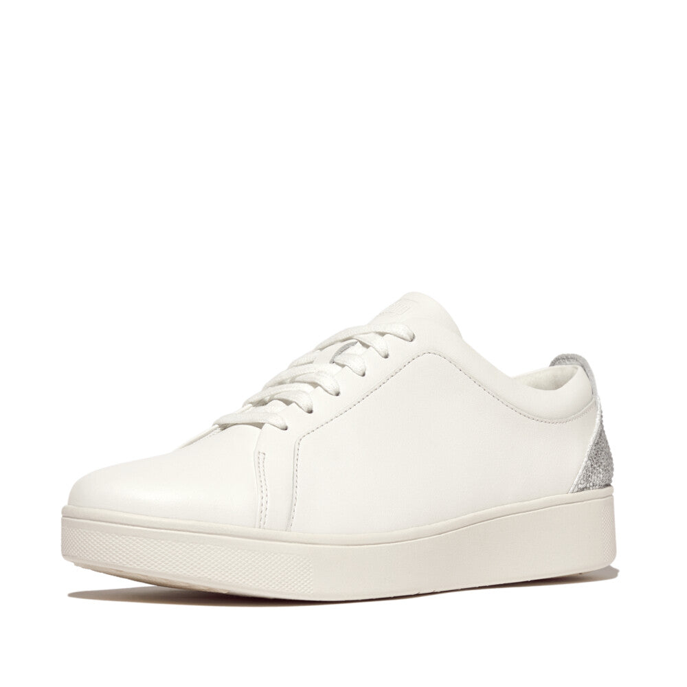FitFlop - Rally Crystal-Backtab Leather Sneakers - Urban White/Silver - Shoes