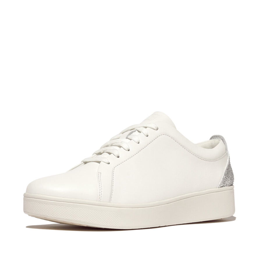 FitFlop - Rally Crystal-Backtab Leather Sneakers - Urban White/Silver - Shoes