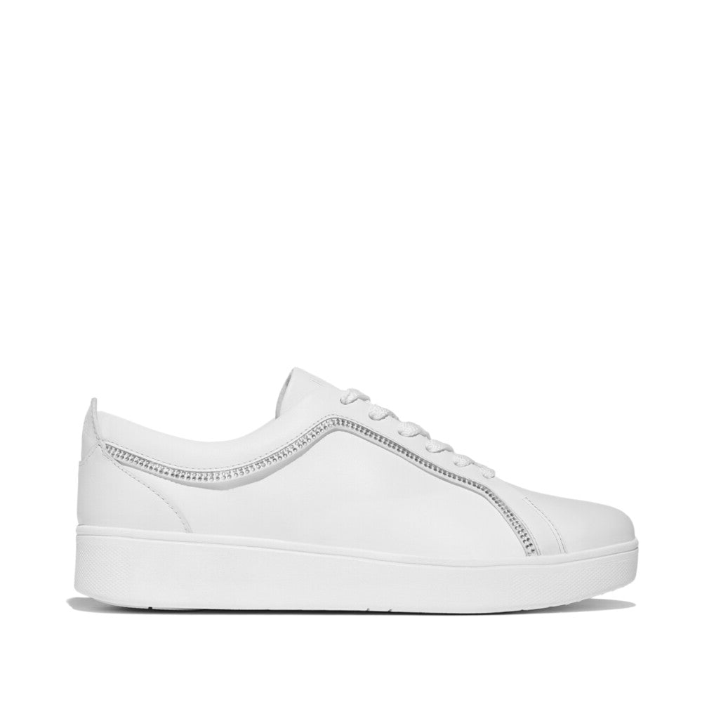 FitFlop - Rally Crystal-Trim Leather Sneakers - Urban White - Shoes