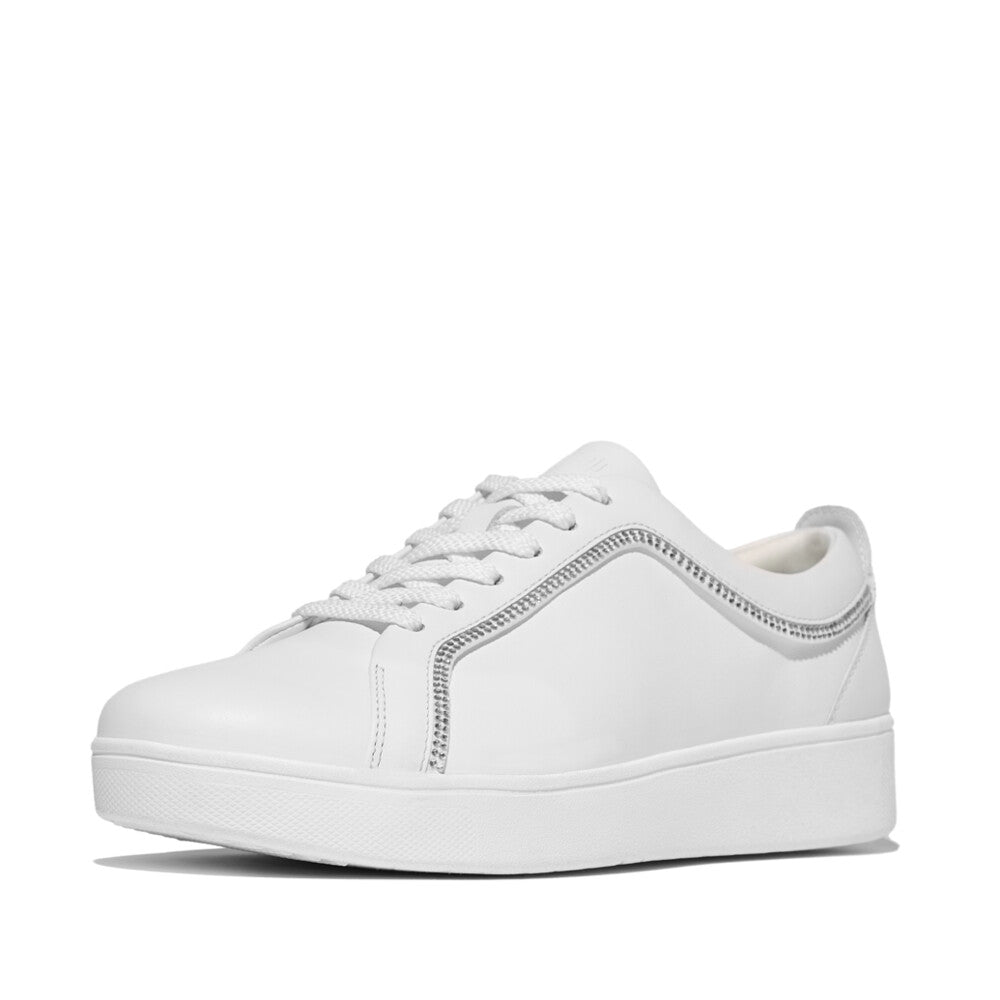 FitFlop - Rally Crystal-Trim Leather Sneakers - Urban White - Shoes