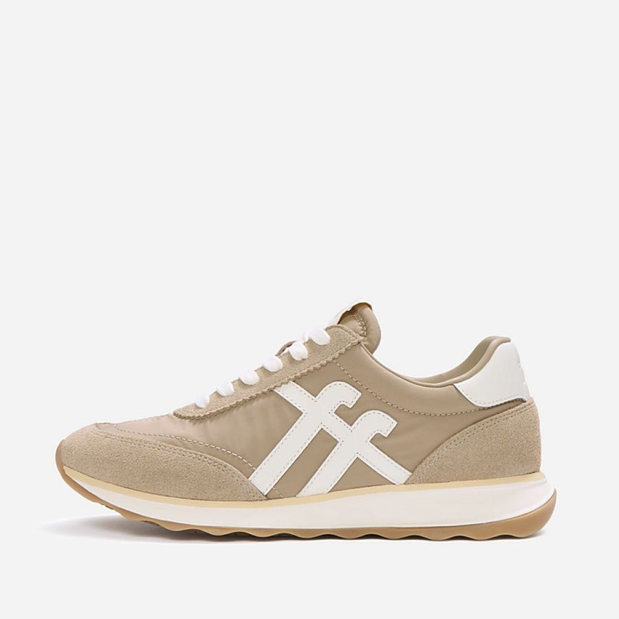 FitFlop Retro-Q FF Fabric Suede Cappuccino/Cream Trainers