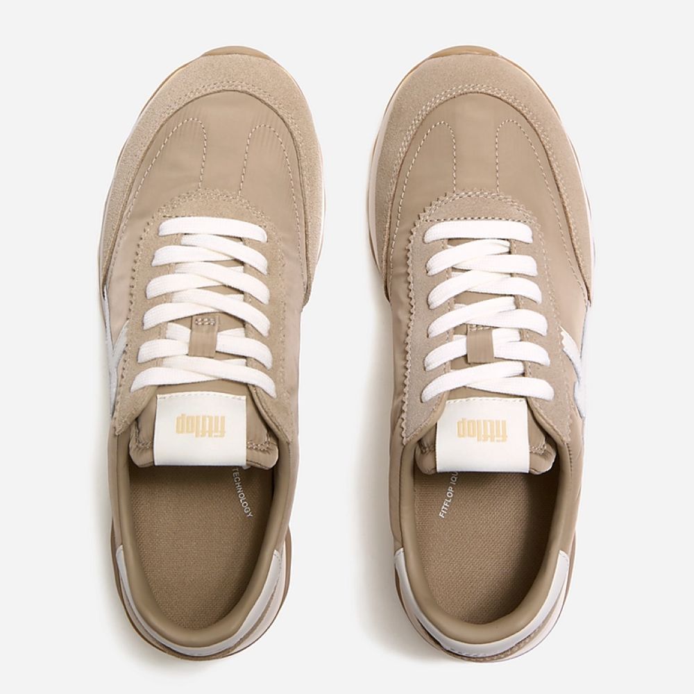 FitFlop Retro-Q FF Fabric Suede Cappuccino/Cream Trainers