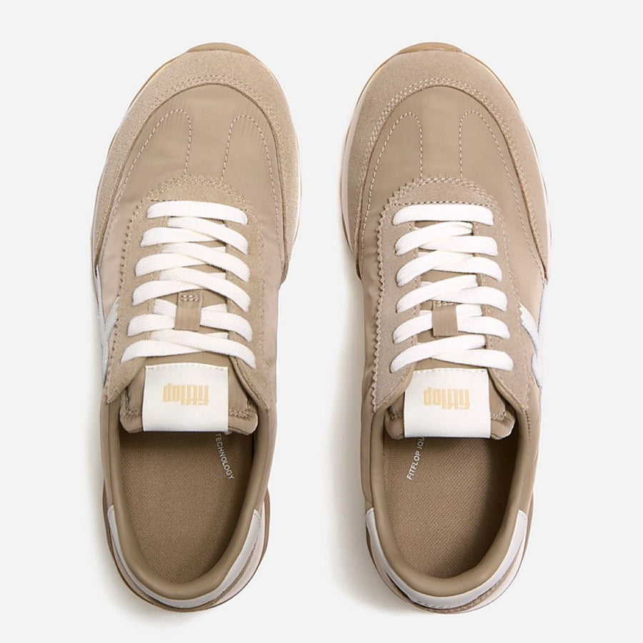 FitFlop Retro-Q FF Fabric Suede Cappuccino/Cream Trainers