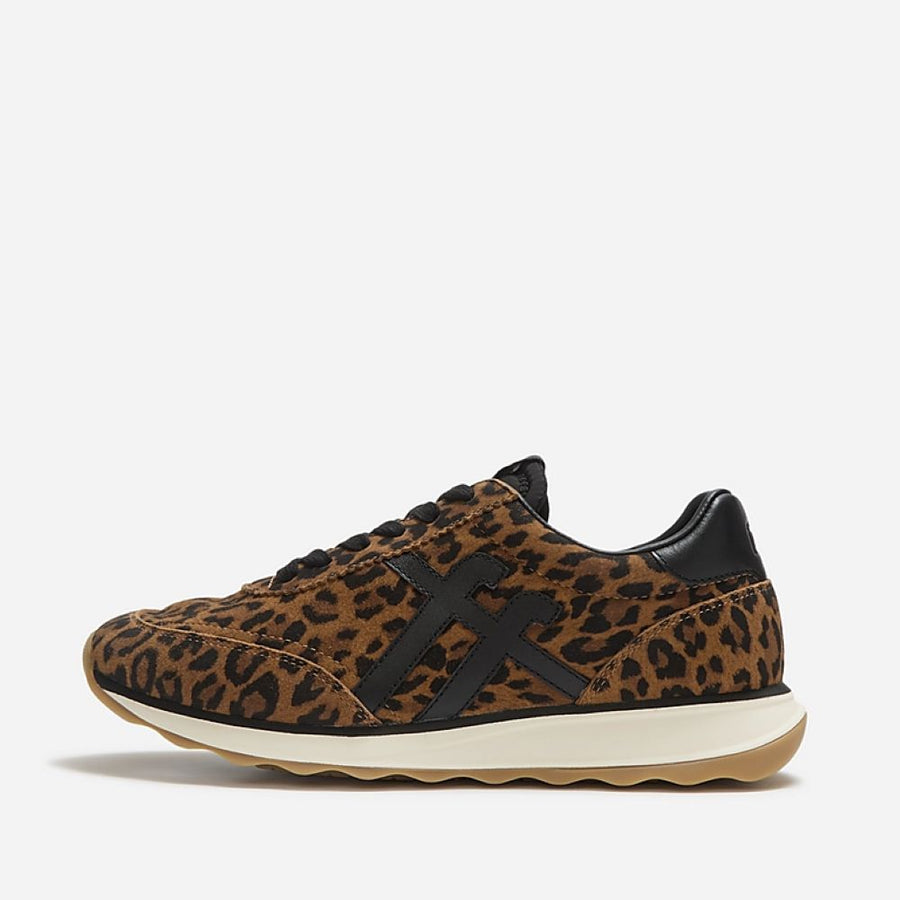 FitFlop RetroQ FF Tan/Black Suede Leopard Trainers