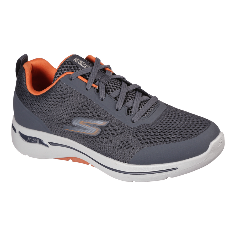 Skechers Go Walk Arch Fit Idyllic Charcoal Orange Trainers