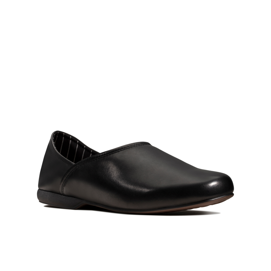 Clarks Harston Elite Black Leather Slippers