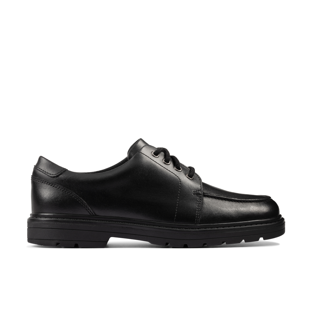 Clarks - Loxham Pace Y - Black Leather - School Shoes