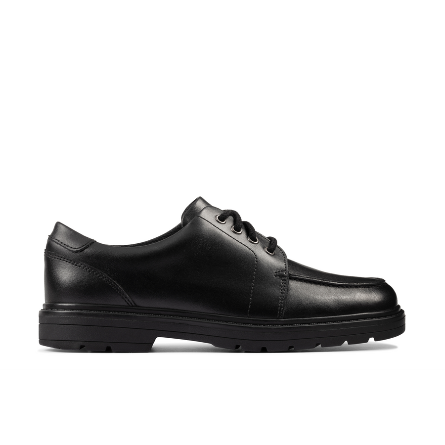 Clarks - Loxham Pace Y - Black Leather - School Shoes