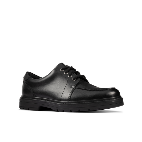 Clarks - Loxham Pace Y - Black Leather - School Shoes