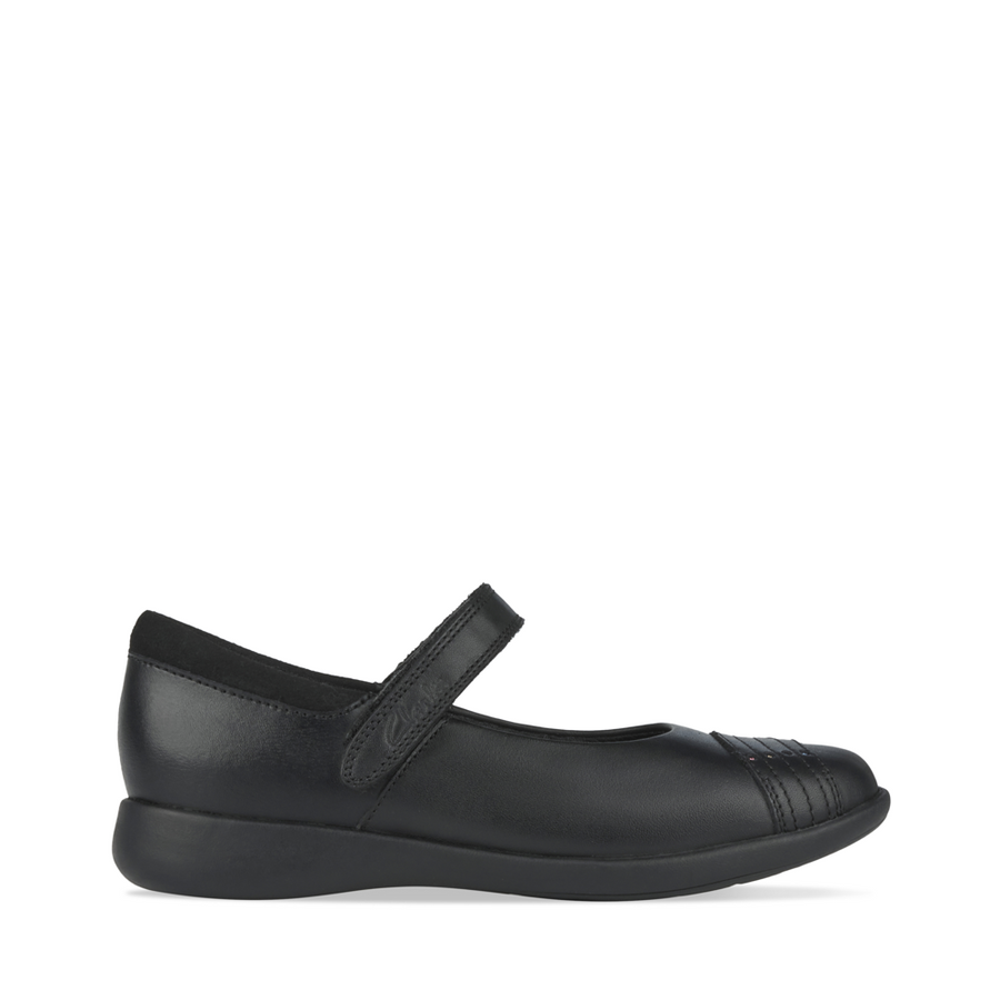 Clarks - Etch Beam K - Black Leather - School Shoes