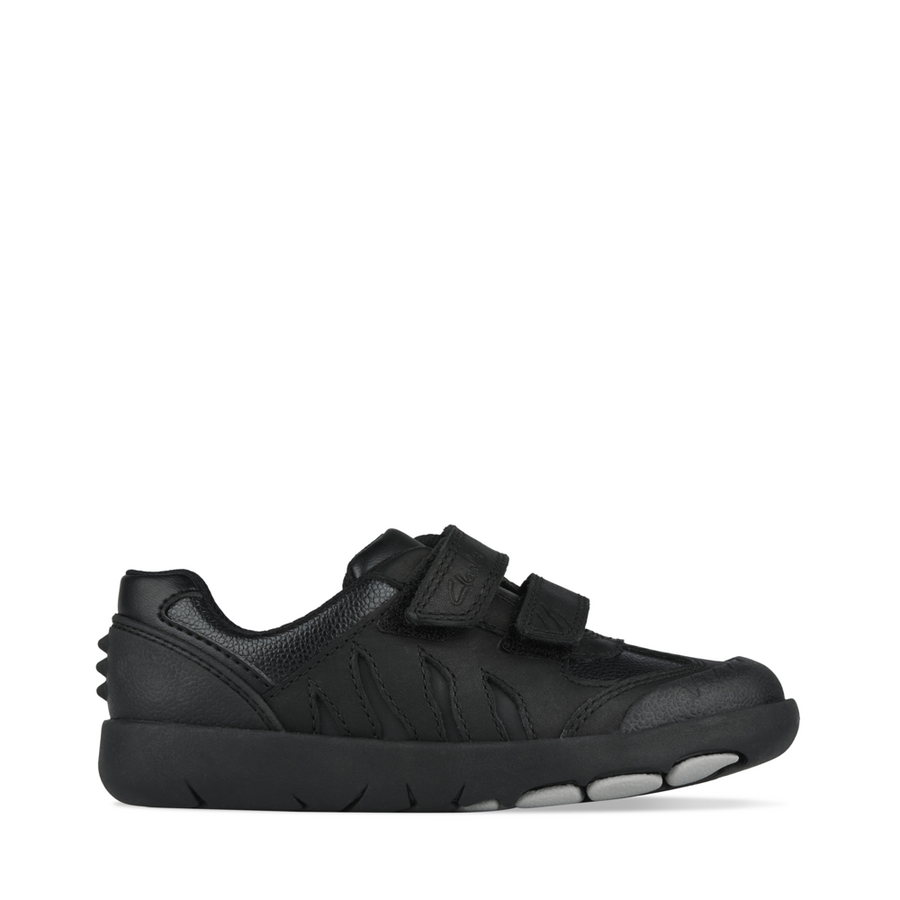 Clarks - Rex Stride K - Black Leather - School Shoes