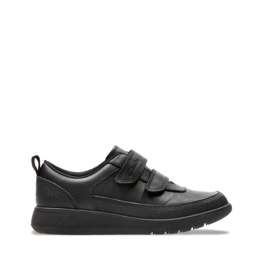 Clarks - Scape Flare K - Black Leather - School Shoes